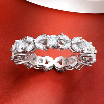 OEVAS Full Real Moissanite Diamond Rings 100% S925 Sterling Silver Sparkling Wedding Bridal Band Party Jewelry Gift For Women