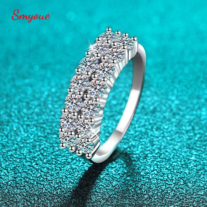 Smyoue 1.4CT 0.7CT 3mm Moissanite Ring for Women Half Enternity Diamond Band S925 Sterling Silver Plated White Gold Ring GRA