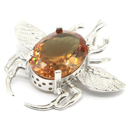 40x40mm Eye Catching Big beetle Zultanite Color Changing Alexandrite Topaz Mens Present Silver Pendant