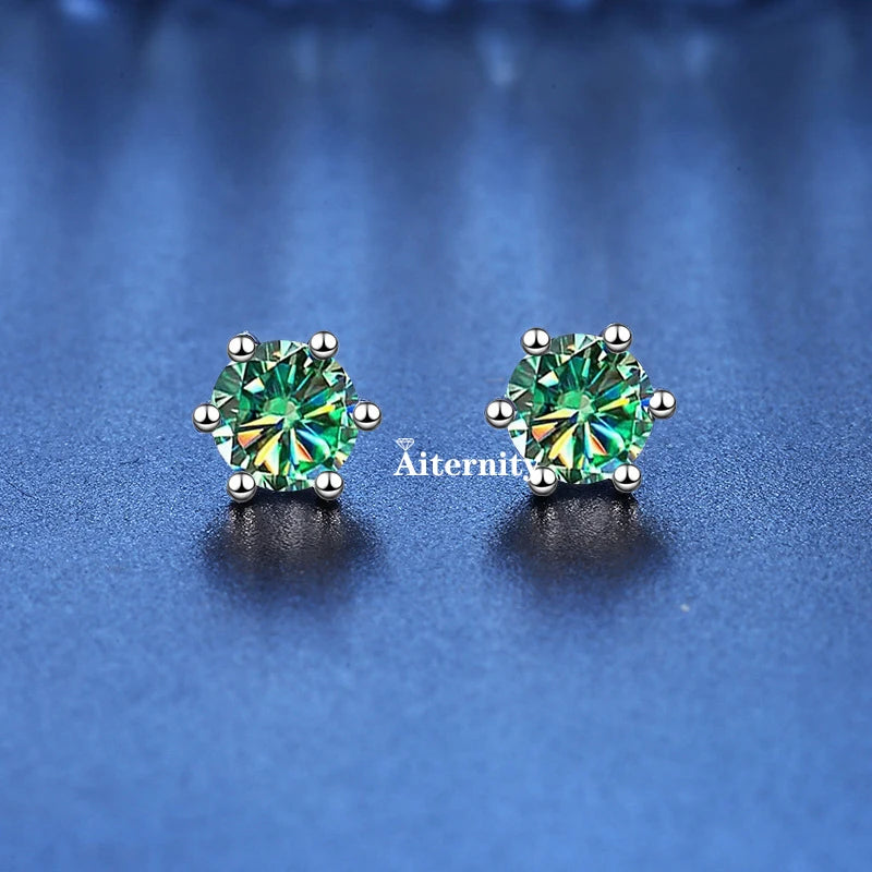 GRA Moissanite VVS1 Earrings Women 925 Sterling Silver Moissanita And Zircon Ear Studs Pink Yellow Red Orange Pass Diamond Test