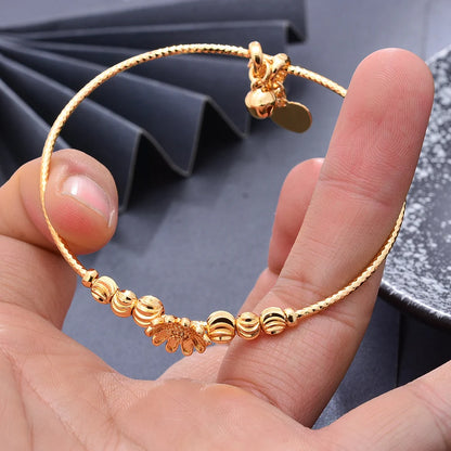 Dubai Maiden Gold Color zircon Bracelet Bangles Wedding Flower Jewelery Africa Bangles  women Flower Bangles Bijoux femme