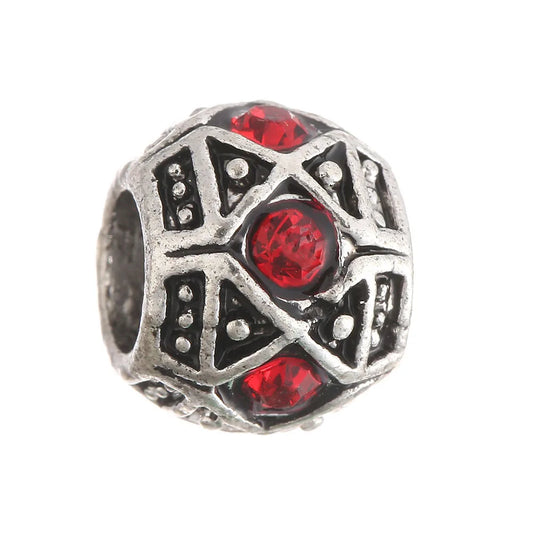 10 Pcs Vintage Antique Silver Color Large Hole Metal Rhinestone Bead Fit Charm Bracelets Necklace DIY Jewelry Making Accessories