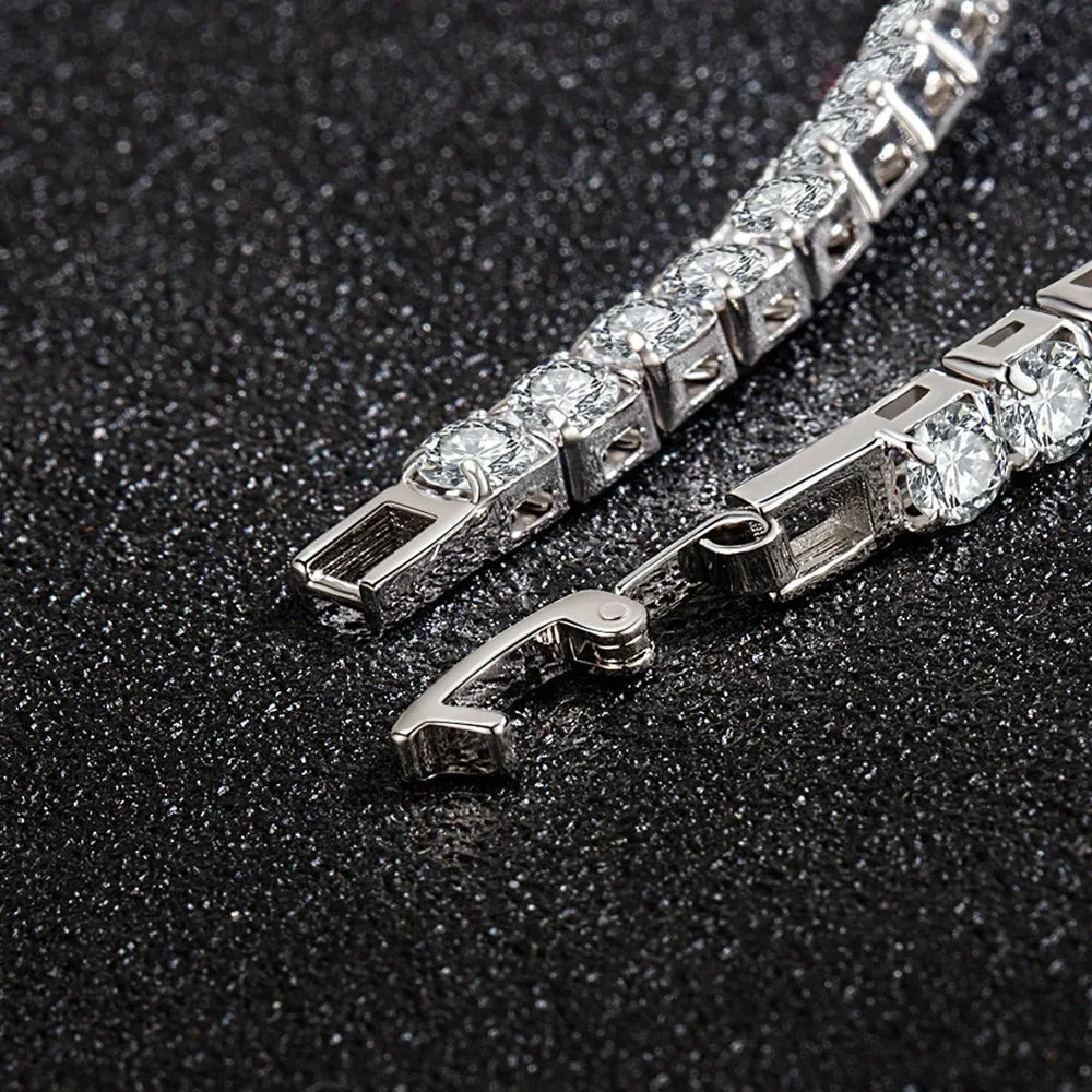 Hot popular S925 Sterling Silver charms 4MM Colored Crystal Bracelets for Women Fashion Jewelry Party wedding Engagement gifts