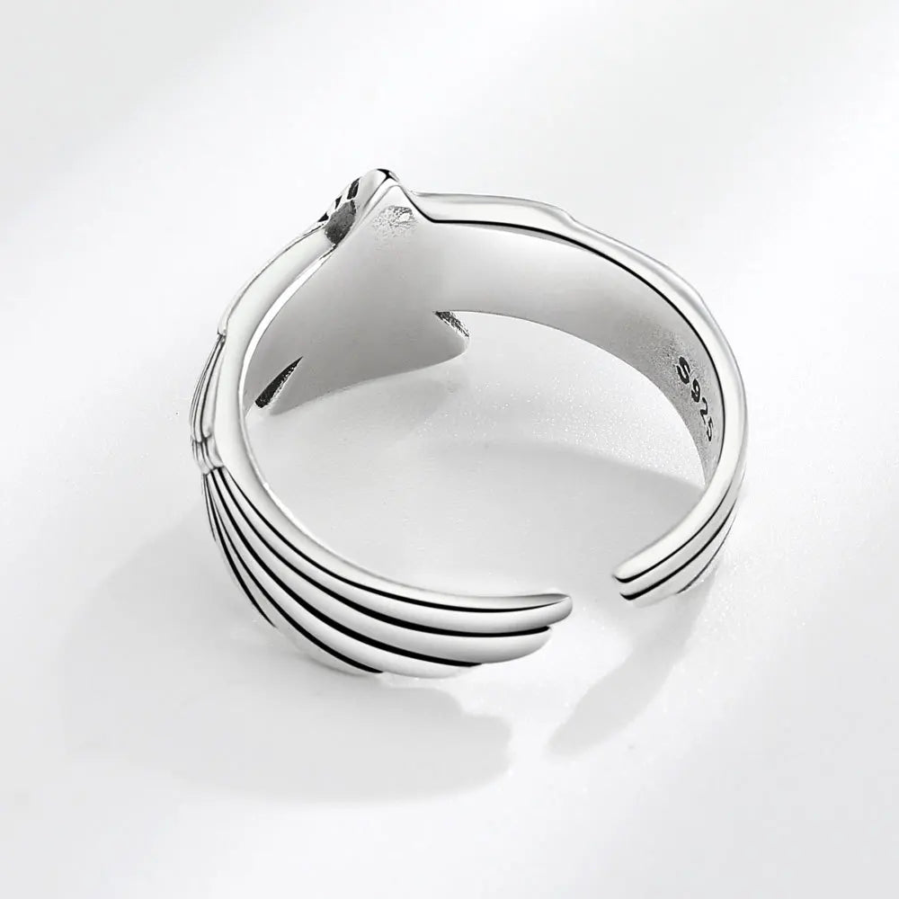 Buyee 925 Sterling Silver Male Ring Finger Elegant Gray Eagle Open Ring for Men Fashion Unique Punk Fine Jewelry Circle Gift