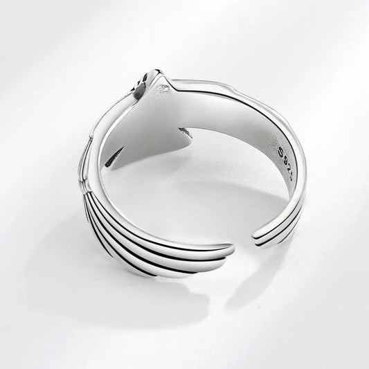 Buyee 925 Sterling Silver Male Ring Finger Elegant Gray Eagle Open Ring for Men Fashion Unique Punk Fine Jewelry Circle Gift