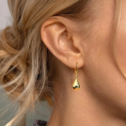 Orecchini Donna Argento 925 Orecchini a Goccia d'Acqua Brillante Orecchini Pendenti Placcati in Oro