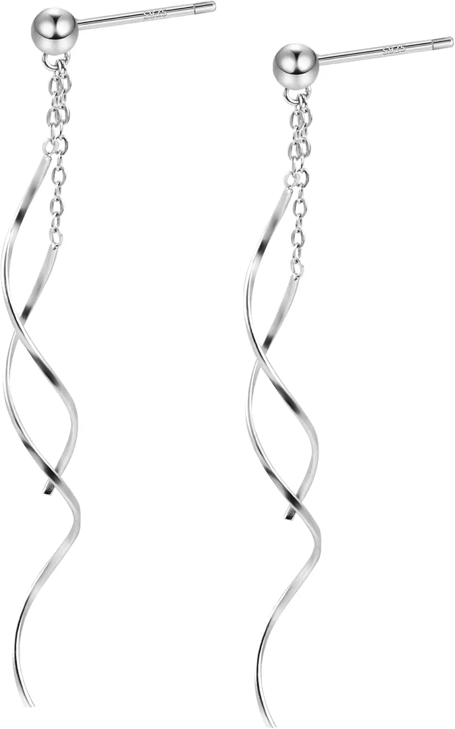 Orecchini Pendenti Da Donna In Argento Puro S925 Argento/Placcato Oro 14K Multi-Ciondolo a Spirale In