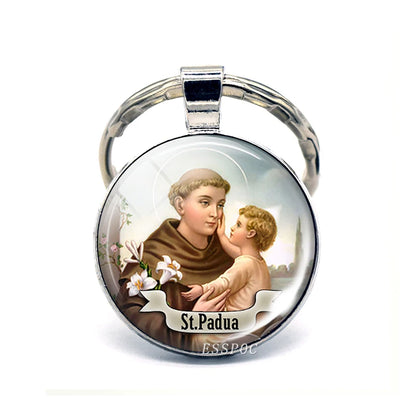 St Patrick Blessed Virgin Mary Keychain Saint Key Chain Silver Color Keychains Keyrings Catholic Jewelry St. Patrick's Day Gifts