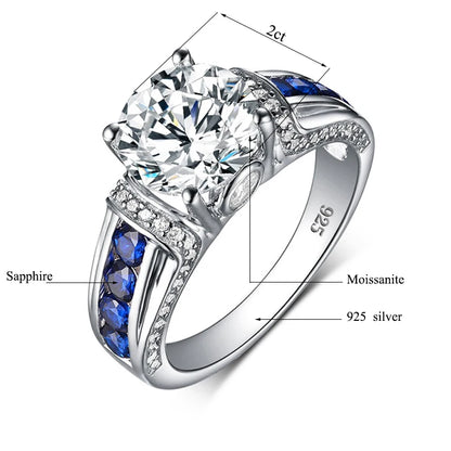 RedWood Brand 2ct Real Moissanite Ring For Women Real 925 Sterling Silver 14K White Gold Plated Diamond Ring  Wedding Jewelry
