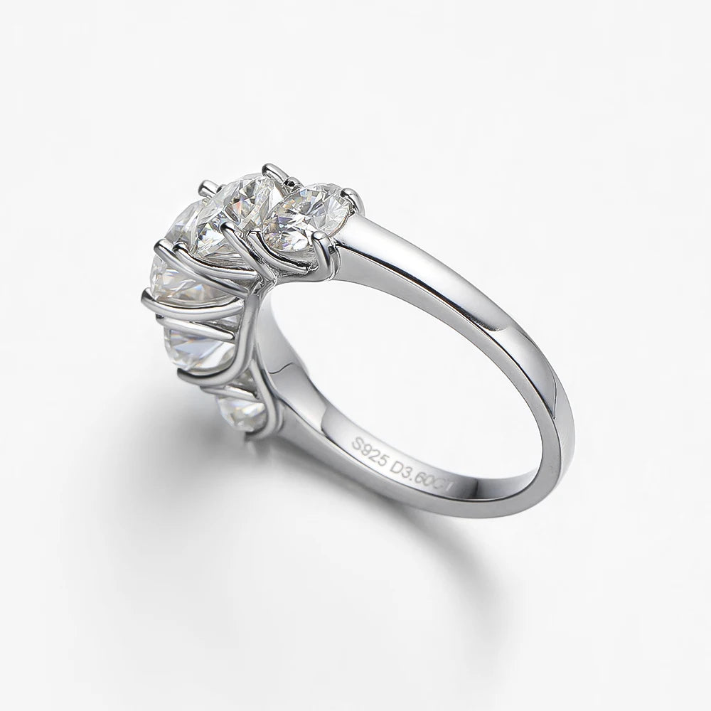 OEVAS 100% 925 Sterling Silver 3.6 Carat Full Moissanite Rings For Women 18K White Gold Color Engagement Wedding Fine Jewelry