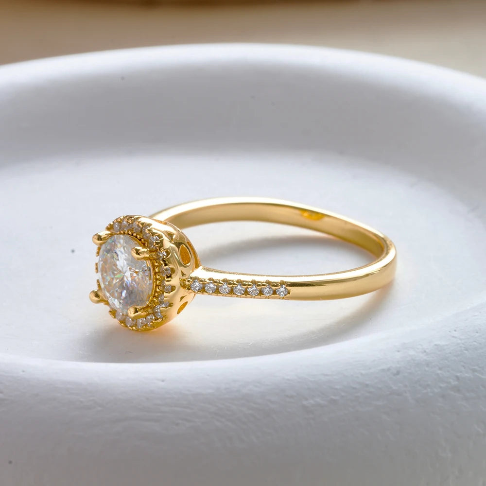 JoyceJelly Luxury 1CT 6.5MM Moissanite Diamond Rings Female Sterling Silver 925 Plated 14K Gold Wedding Engagement Fine Jewelry