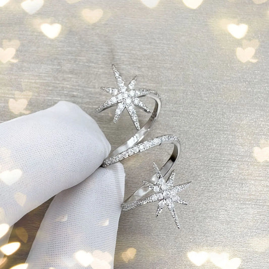 Temperament decompression eight star open ring niche design sense fashion personality index finger ring