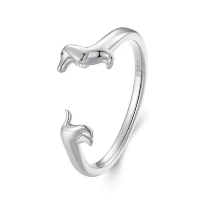 Bamoer Genuine 925 Sterling Silver Cute Cat And Dog Adjustable Ring For Women S925 Open Animal Ring Fine Jewelry Accessories