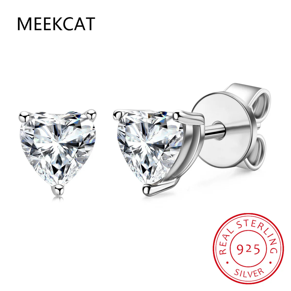 Heart Moissanite Earrings D Color VVS1 Lab Diamond Platinum Plated Sterling Silver Moissanite Stud Earring Women Fine Jewelry