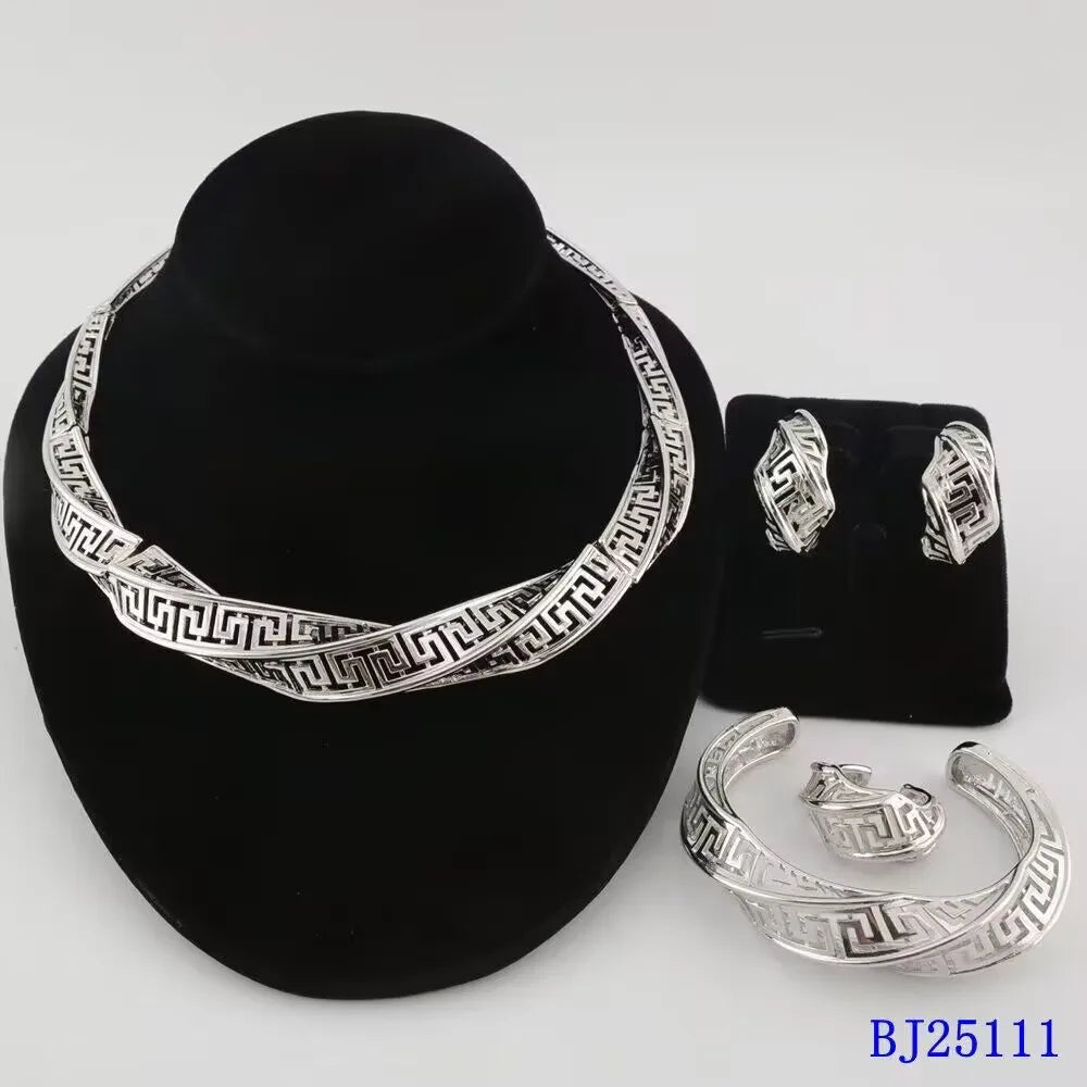 Wedding Jewelry Set Africal  Zircon Bracelet necklace Earring Ring 18K Gold Plated Jewelery set