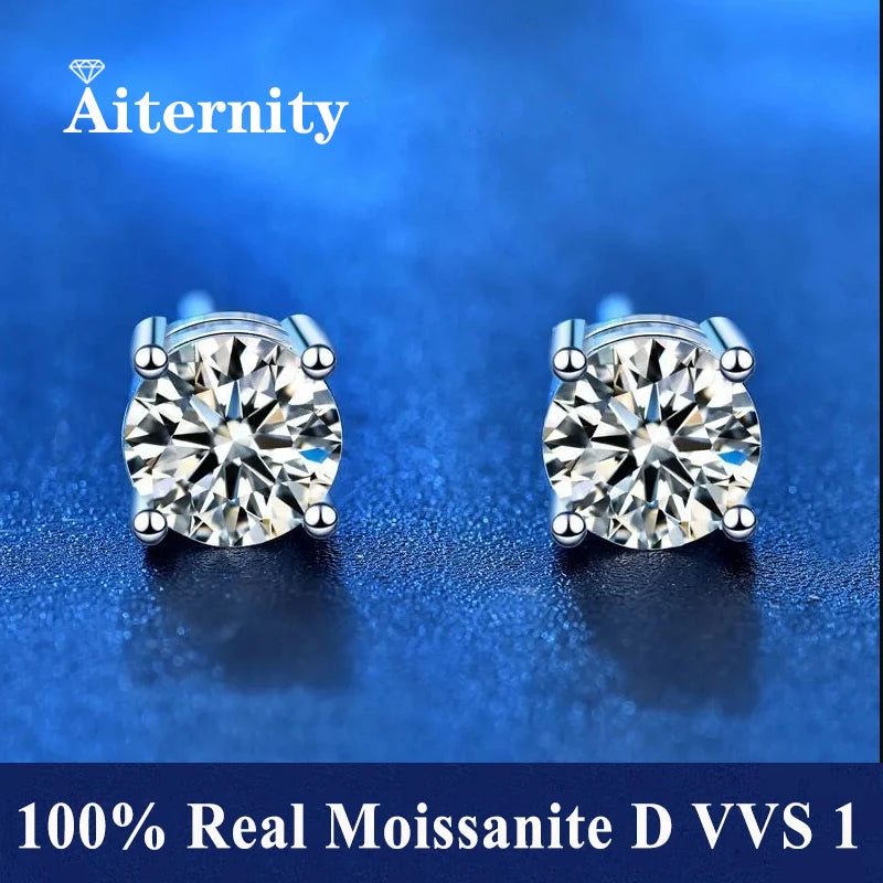 GRA Moissanite VVS1 Earrings Women 925 Sterling Silver Moissanita And Zircon Ear Studs Pink Yellow Red Orange Pass Diamond Test
