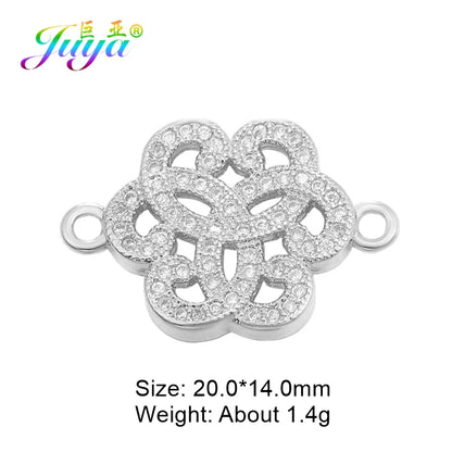 Juya Handmade 18K Gold Plated Cz Paved Decorative Copper Dragon Charms Connectors Accessories For DIY Talisman Jewelry Making