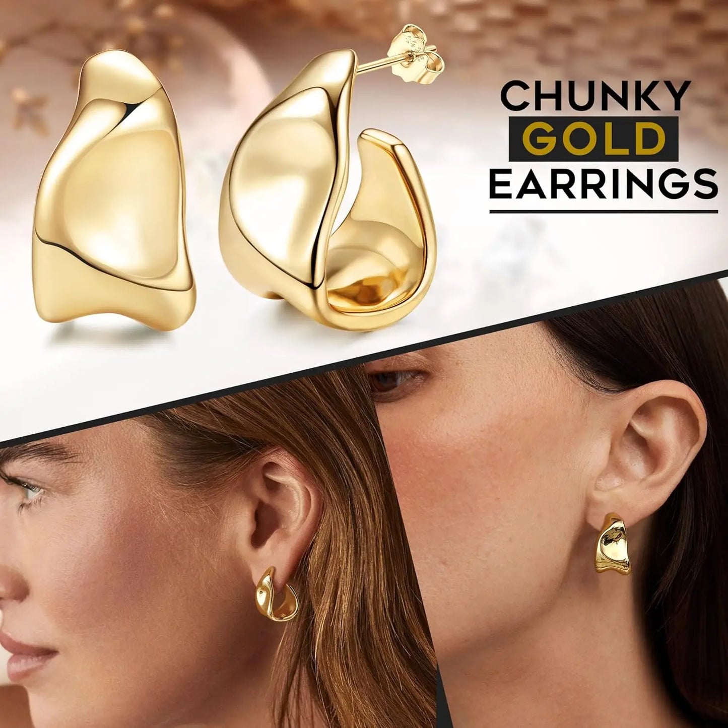 Orecchini Donna Oro Orecchini Argento 925 Orecchini Cerchio Placcati in Oro 14K Orecchini Goccia