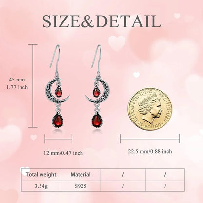 Orecchini a forma di luna da donna, in argento Sterling 925, con pendente a forma di luna celtica