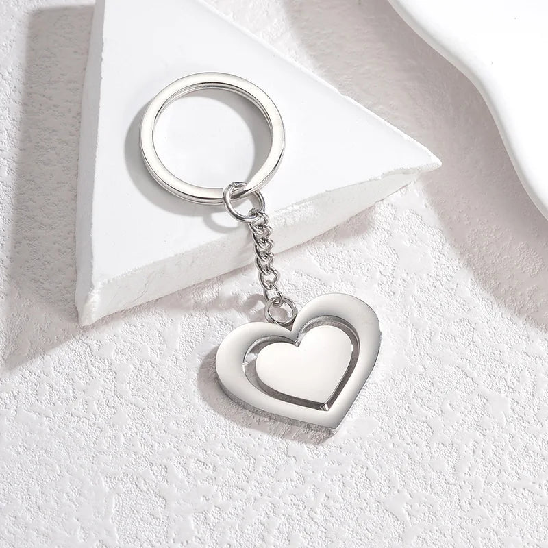 Spark Personalized Stainless Steel Butterfly Heart Shape Rotate Keychain Engrave Name For Women Couple Accessory Jewelry Gift