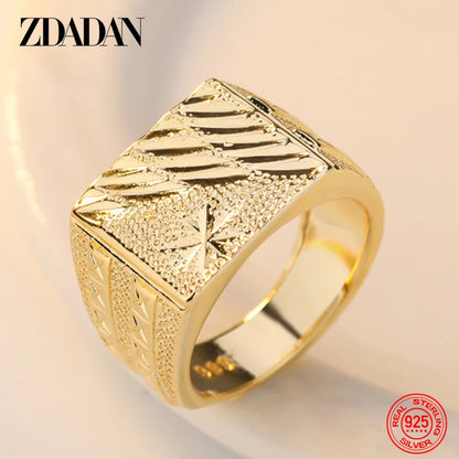 ZDADAN 925 Silver 18K Gold Ring For Women Men Wedding Jewelry