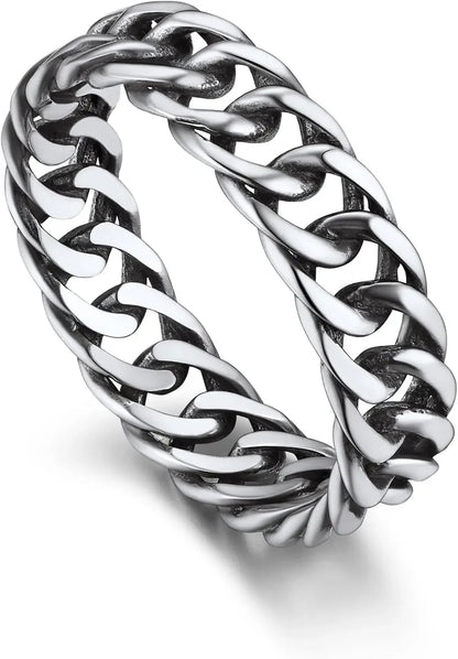 U7 925 Sterling Silver Unisex Rings 5mm-8mm Pattern Band Curb Link Chain Celtic Classic Plain Wedding Anniversary Couple Jewelry