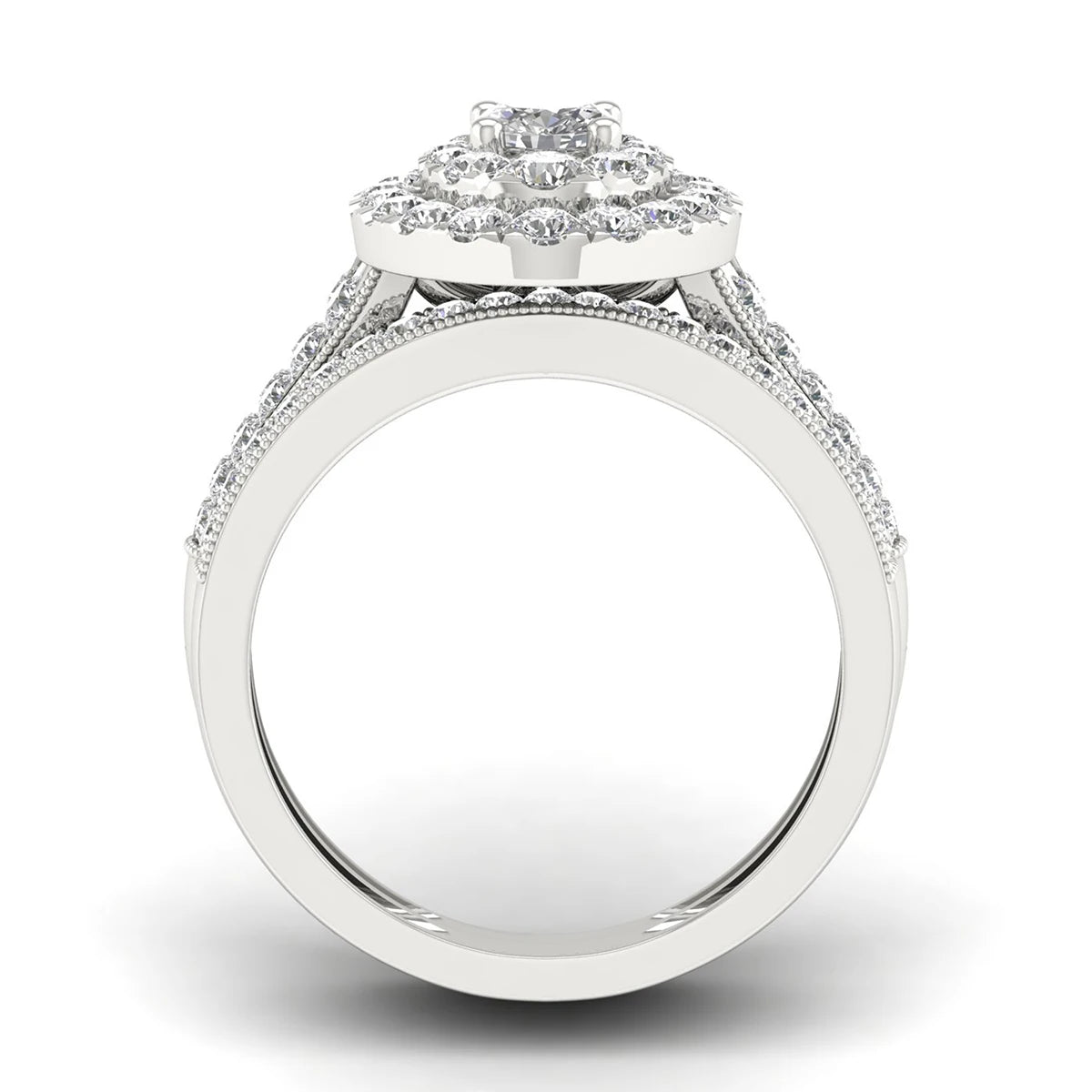Luxury Solid 925 Sterling Silver Couple Rings For Women 3A Cubic Zirconia White Gold Plated Famous Brand Wedding Jewelery Gift