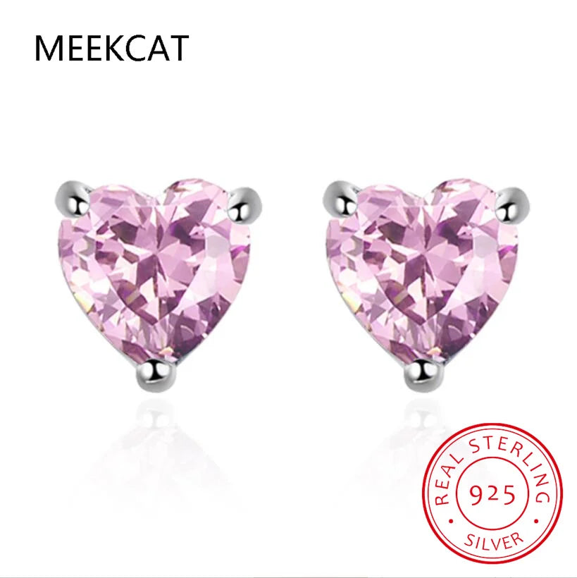 Heart Moissanite Earrings D Color VVS1 Lab Diamond Platinum Plated Sterling Silver Moissanite Stud Earring Women Fine Jewelry