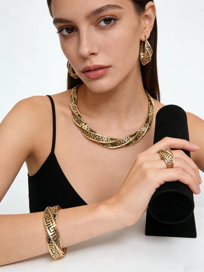 Wedding Jewelry Set Africal  Zircon Bracelet necklace Earring Ring 18K Gold Plated Jewelery set