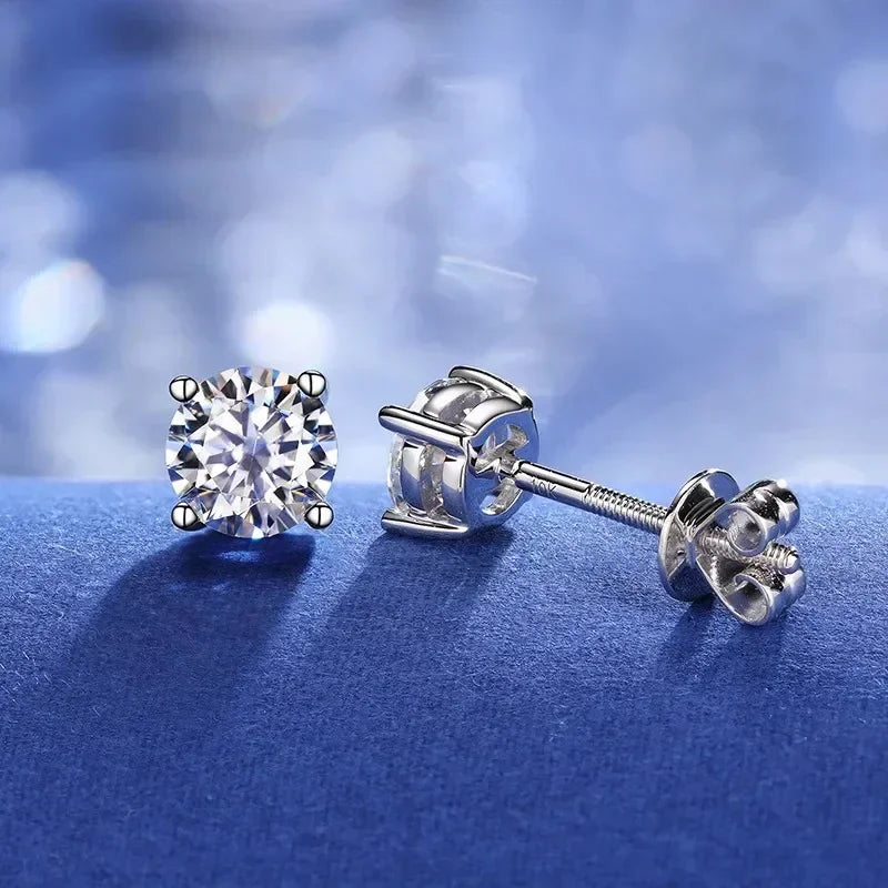 ALITREE 1ct D Color Moissanite Earrings 925 Sterling Sliver Plated Gold Diamond Ear Studs with GRA Certificate for Women Jewelry