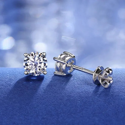 ALITREE 1ct D Color Moissanite Earrings 925 Sterling Sliver Plated Gold Diamond Ear Studs with GRA Certificate for Women Jewelry