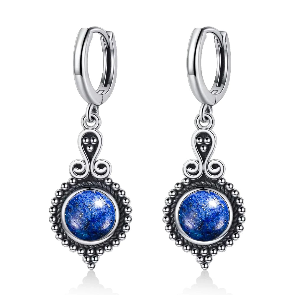 925 Sterling Silver Natural Kyanite Drop Earrings for Women Wedding Gifts Jewelry Vintage Hoop Earrings