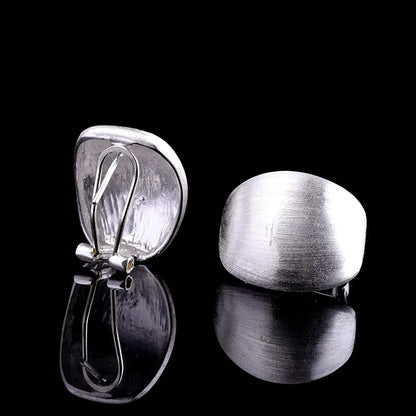 S925 Sterling Silver Stud Earrings for Women New Wire Drawing Surface Geometry Pure Argentum Ear Clip Jewelry Wholesale