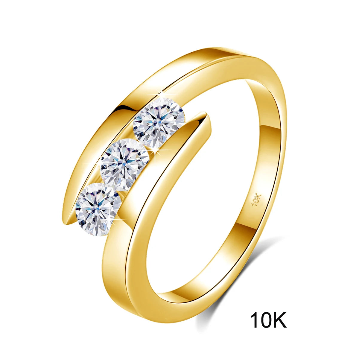 Kirin Palace 3 Stones Moissanite Ring For Women 18K 750 14K Gold D VVS Round Cut Solitaire Engagement Rings Female Fine Jewelery