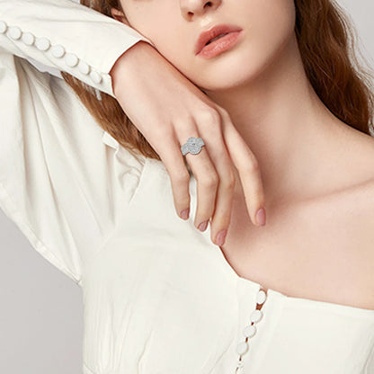 Luxury Solid 925 Sterling Silver Couple Rings For Women 3A Cubic Zirconia White Gold Plated Famous Brand Wedding Jewelery Gift