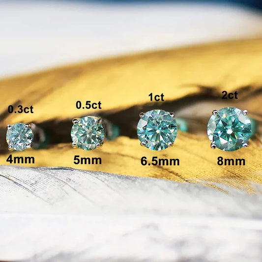HORRIPAL Green Moissanite Earring 4 Prongs Classic Trendy Lab Grown Diamond with GRA Certified 925 Silver Earrings for Women Man