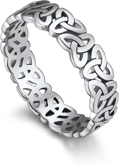 U7 925 Sterling Silver Unisex Rings 5mm-8mm Pattern Band Curb Link Chain Celtic Classic Plain Wedding Anniversary Couple Jewelry