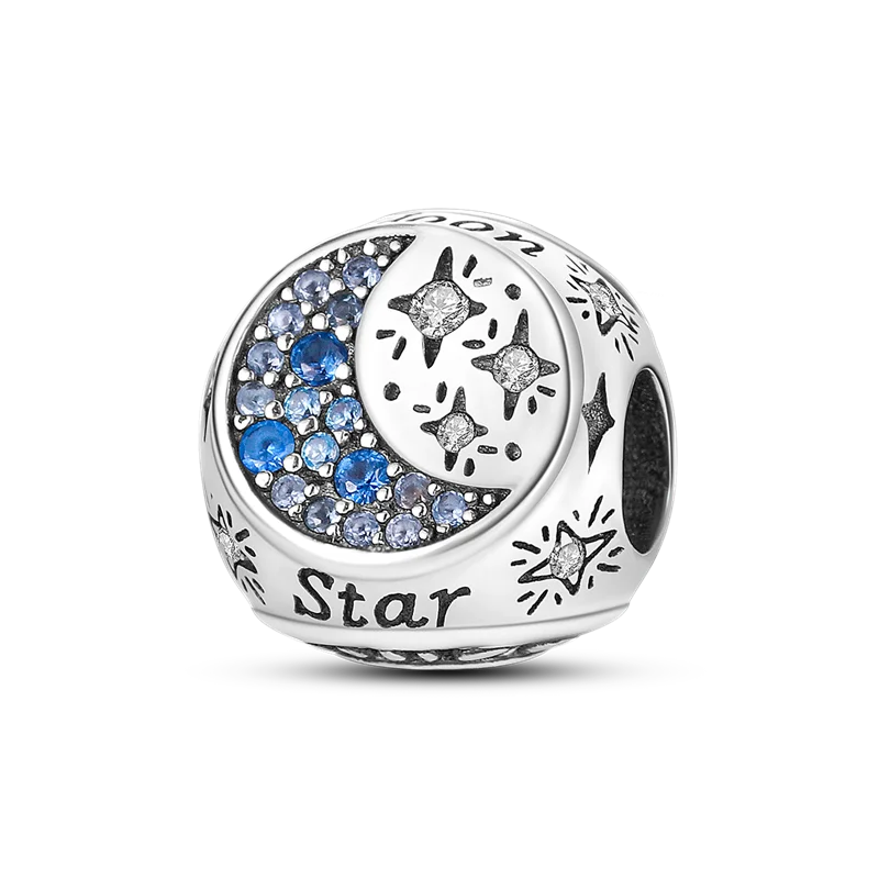Silver Plated Cat Moon Star Earphone Dangle Charm Bead Pendant Fit Bangle Bracelet for Women Gift DIY Making