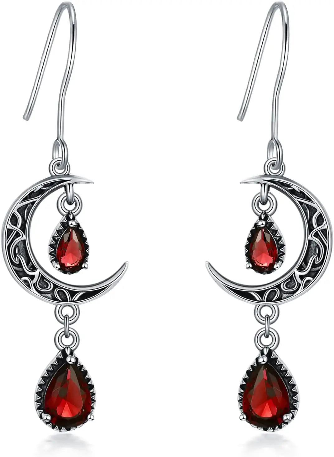 Orecchini a forma di luna da donna, in argento Sterling 925, con pendente a forma di luna celtica