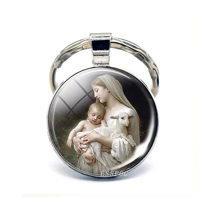 St Patrick Blessed Virgin Mary Keychain Saint Key Chain Silver Color Keychains Keyrings Catholic Jewelry St. Patrick's Day Gifts