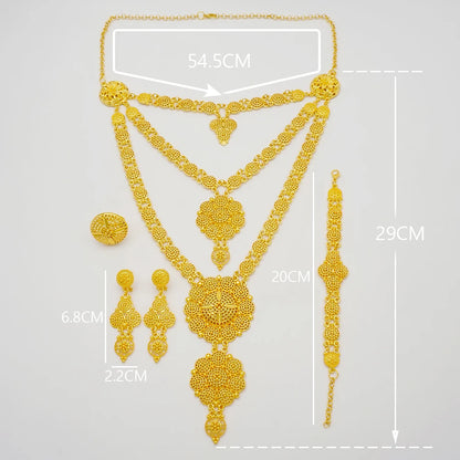 Dubai Jewelry Sets Gold Color Necklace & Earring Set For Women African France Wedding Party Jewelery Ethiopia Bridal Gifts