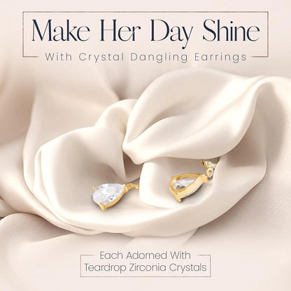 Teardrop Dangle Earrings for Women, 18ct Gold Plated Jewelry for Women and Girls in Jewelry Box