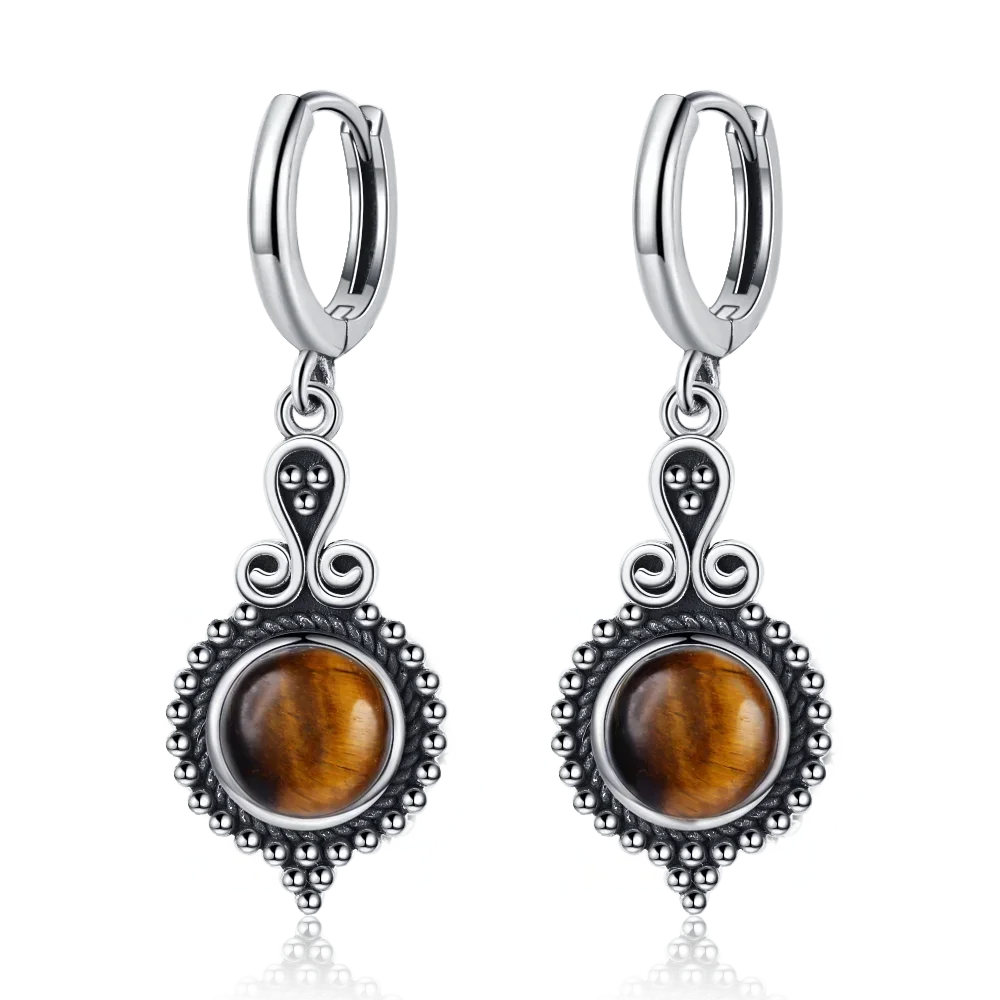 925 Sterling Silver Natural Kyanite Drop Earrings for Women Wedding Gifts Jewelry Vintage Hoop Earrings