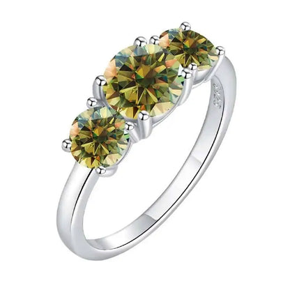 Total 4.0CT D Color Moissanite Three Stone Engagement Ring 925 Silver Rings 18K Gold Plated Customs Fine Jewelry Gift Wholesale