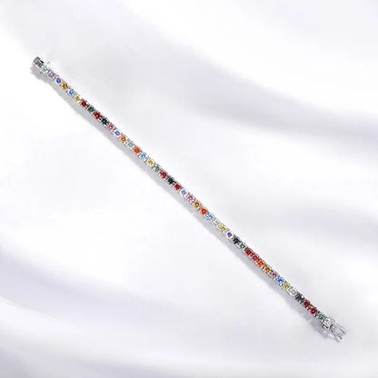 Smyoue 3-6.5mm Colorful GRA Certified Moissanite Tennis Bracelets for Women Full Diamond  925 Sterling Silver Plated 18k Gold
