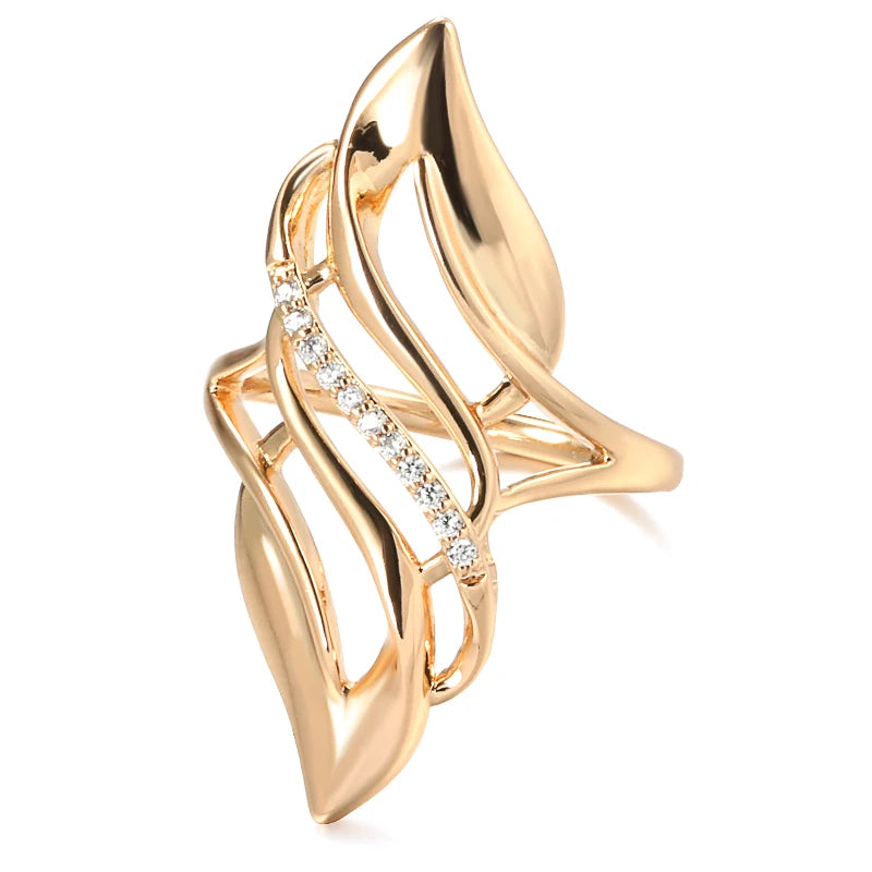 Kinel 2021 Trendy 585 Rose Gold Ring Bride Wedding Ethnic Jewelry Luxury Natural Zircon Rings for Women Fashion Fine Jewelry