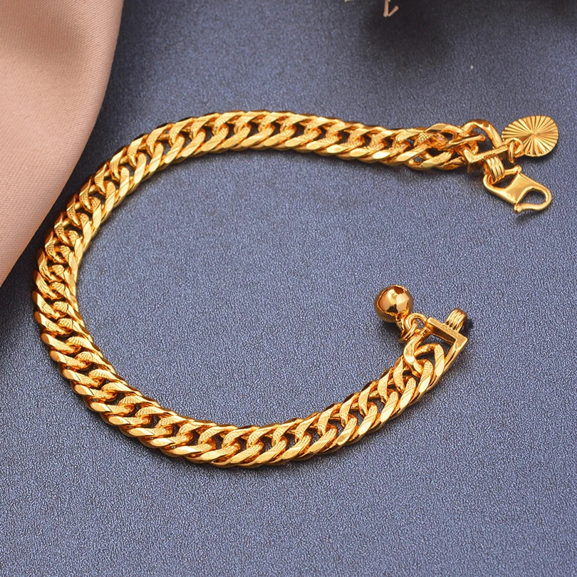 Gold Color men's bracelet Girls Wedding Bracelet Bangles African Bridal  Jewelery Bijoux Femme wedding Bangles jewelry