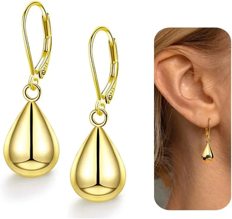 Orecchini Donna Argento 925 Orecchini a Goccia d'Acqua Brillante Orecchini Pendenti Placcati in Oro