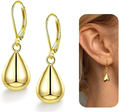Orecchini Donna Argento 925 Orecchini a Goccia d'Acqua Brillante Orecchini Pendenti Placcati in Oro