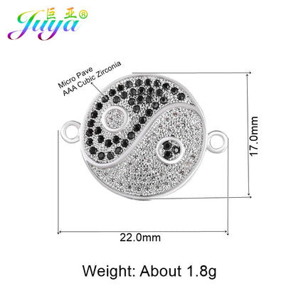 Juya Handmade 18K Gold Plated Cz Paved Decorative Copper Dragon Charms Connectors Accessories For DIY Talisman Jewelry Making